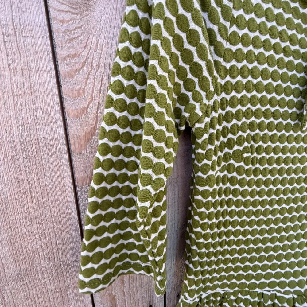 Dear Creatures XS Polka Dot Textured Dress Retro Mod Indie 60s Style Green White